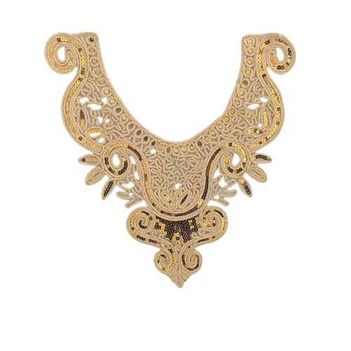 WANYI Spitze Kragen Applikation Spitzenkragen Damen Stickerei Applique Patch Halskragen Pailletten Vintage Ausschnitt Verzieren Einsatzkragen für Nähen DIY Handwerk Kostüm Kleidung（15） von WANYI