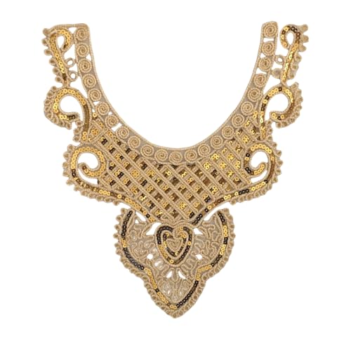 WANYI Spitze Kragen Applikation Spitzenkragen Damen Stickerei Applique Patch Halskragen Pailletten Vintage Ausschnitt Verzieren Einsatzkragen für Nähen DIY Handwerk Kostüm Kleidung（16） von WANYI