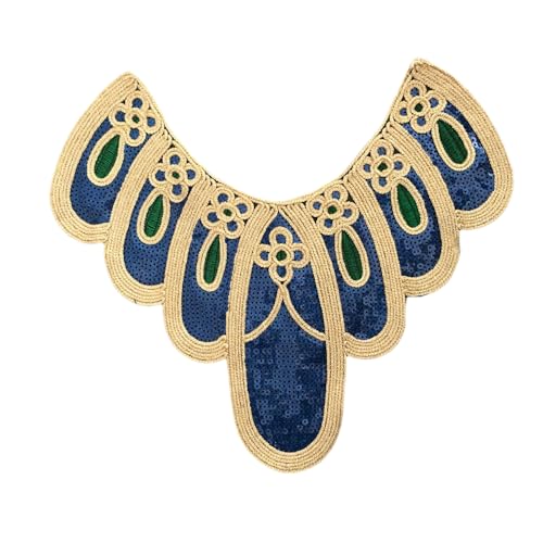 WANYI Spitze Kragen Applikation Spitzenkragen Damen Stickerei Applique Patch Halskragen Pailletten Vintage Ausschnitt Verzieren Einsatzkragen für Nähen DIY Handwerk Kostüm Kleidung（19） von WANYI