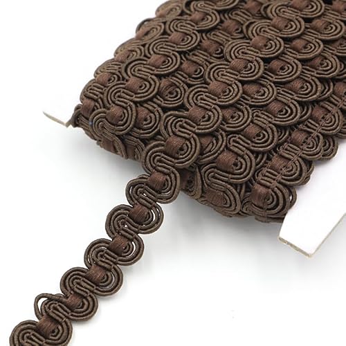 WANYI Spitzenband 1cm Breit Geschenkband Geflochtene Borten und Bänder zum Nähen Meterware Wellen Spitzenborte Vintage Dekoband Zierband für DIY Handwerk Geschenkbox Kleidung（Braun） von WANYI