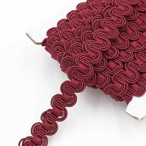 WANYI Spitzenband 1cm Breit Geschenkband Geflochtene Borten und Bänder zum Nähen Meterware Wellen Spitzenborte Vintage Dekoband Zierband für DIY Handwerk Geschenkbox Kleidung（Weinrot） von WANYI