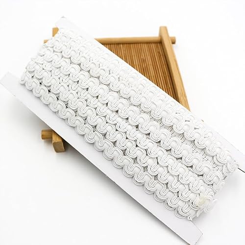 WANYI Spitzenband 1cm Breit Geschenkband Geflochtene Borten und Bänder zum Nähen Meterware Wellen Spitzenborte Vintage Dekoband Zierband für DIY Handwerk Geschenkbox Kleidung（Weiß） von WANYI