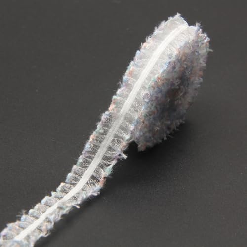 WANYI Spitzenband 1cm Breit Spitzenborte Schleifenband Elastizität Geschenkband Vintage Borten und Bänder zum Nähen Meterware Dekoband für DIY Handwerk Kleidung Geschenkbox（blau+rosa） von WANYI