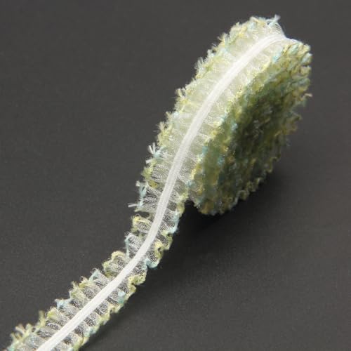 WANYI Spitzenband 1cm Breit Spitzenborte Schleifenband Elastizität Geschenkband Vintage Borten und Bänder zum Nähen Meterware Dekoband für DIY Handwerk Kleidung Geschenkbox（grün） von WANYI