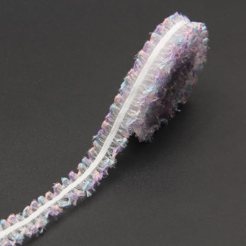 WANYI Spitzenband 1cm Breit Spitzenborte Schleifenband Elastizität Geschenkband Vintage Borten und Bänder zum Nähen Meterware Dekoband für DIY Handwerk Kleidung Geschenkbox（lila+blau） von WANYI