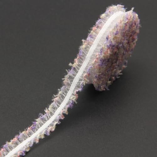 WANYI Spitzenband 1cm Breit Spitzenborte Schleifenband Elastizität Geschenkband Vintage Borten und Bänder zum Nähen Meterware Dekoband für DIY Handwerk Kleidung Geschenkbox（lila+rosa） von WANYI