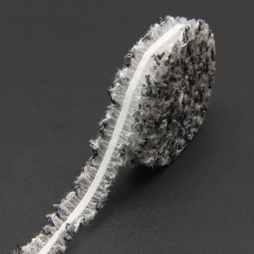 WANYI Spitzenband 1cm Breit Spitzenborte Schleifenband Elastizität Geschenkband Vintage Borten und Bänder zum Nähen Meterware Dekoband für DIY Handwerk Kleidung Geschenkbox（schwarz+weiß） von WANYI