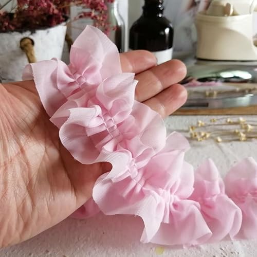 WANYI Spitzenband 5cm Breit Spitzenborte Vintage Dekoband Borten und Bänder zum Nähen Meterware Gerafftes Rüschenband Spitzenbordüre für DIY Nähen Handwerk Kleid(Rosa) von WANYI