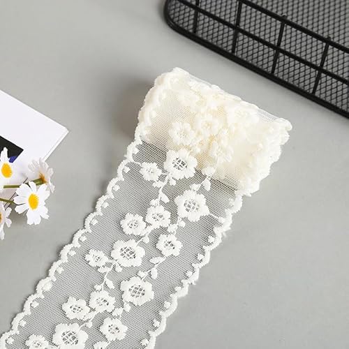 WANYI Spitzenband 7CM Breit Spitzenborte Vintage Spitzenbordüre Borten und Bänder zum Nähen Spitzenstoff Meterware Dekoband für DIY Projekte Hochzeit Tischdeko Geschenkband(Beige) von WANYI