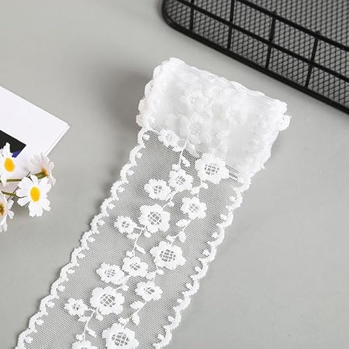 WANYI Spitzenband 7CM Breit Spitzenborte Vintage Spitzenbordüre Borten und Bänder zum Nähen Spitzenstoff Meterware Dekoband für DIY Projekte Hochzeit Tischdeko Geschenkband(Weiß) von WANYI