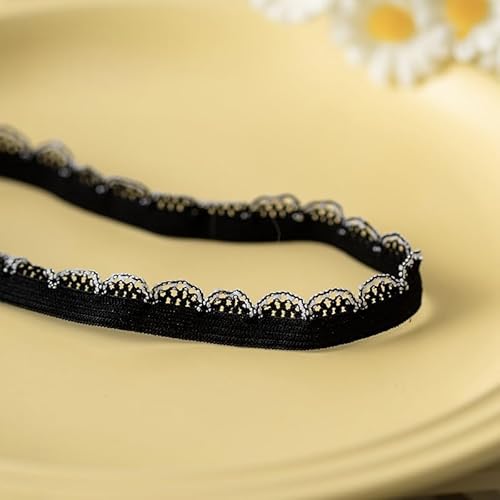 WANYI Spitzenband Elastizität Spitzenborte 1.2CM Breite Spitzenbordüre Vintage Borten und Bänder zum Nähen Meterware Dessous-Besatz Dekoband für Kleidung Geschenkverpackung（Schwarz） von WANYI