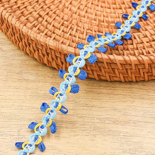 WANYI Spitzenband Schleifenband Geflochtene 1,8cm Breit Borten und Bänder zum Nähen Meterware Dekoband Vintage Geschenkband Blumenrebe Zierband für DIY Nähen Handwerk Kleidung Geschenkbox（Blau） von WANYI