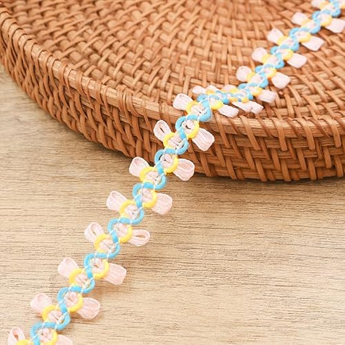 WANYI Spitzenband Schleifenband Geflochtene 1,8cm Breit Borten und Bänder zum Nähen Meterware Dekoband Vintage Geschenkband Blumenrebe Zierband für DIY Nähen Handwerk Kleidung Geschenkbox（Rosa） von WANYI
