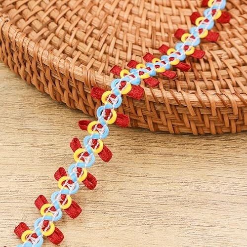 WANYI Spitzenband Schleifenband Geflochtene 1,8cm Breit Borten und Bänder zum Nähen Meterware Dekoband Vintage Geschenkband Blumenrebe Zierband für DIY Nähen Handwerk Kleidung Geschenkbox（Rot） von WANYI