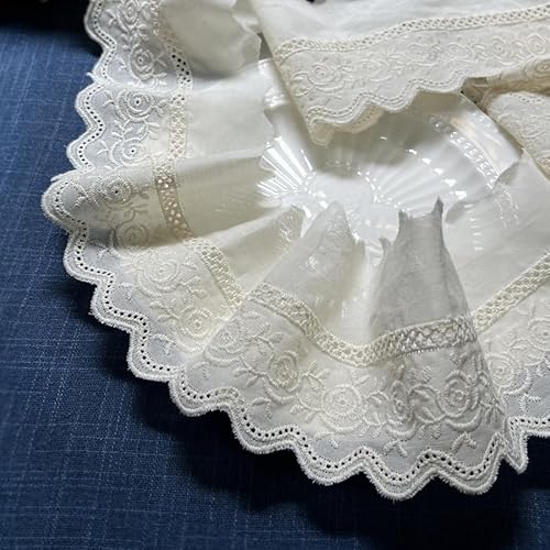 WANYI Spitzenband Spitzenborte Baumwolle Spitzenstoff 8.5cm Breite Stickerei Spitzenbordüre Vintage Borten und Bänder zum Nähen für DIY Handwerk Kleidung Vorhang Deko（Aprikose） von WANYI