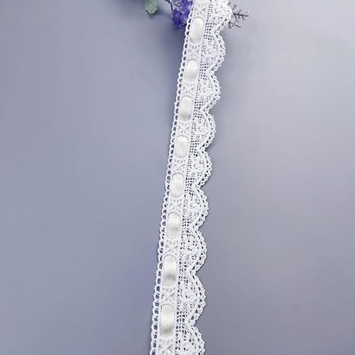 WANYI Spitzenband Stickerei Spitze Borten und Bänder zum Nähen 2.8cm Breit Spitzenborte mit Band Milchseide Spitzenstoff Vintage Dekoband für DIY Rock Kragen Unterwäsche Dekoration（Weiß+Aprikose） von WANYI