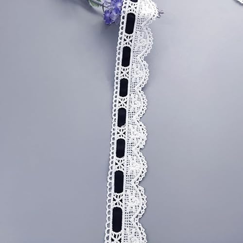 WANYI Spitzenband Stickerei Spitze Borten und Bänder zum Nähen 2.8cm Breit Spitzenborte mit Band Milchseide Spitzenstoff Vintage Dekoband für DIY Rock Kragen Unterwäsche Dekoration（Weiß+Schwarz） von WANYI