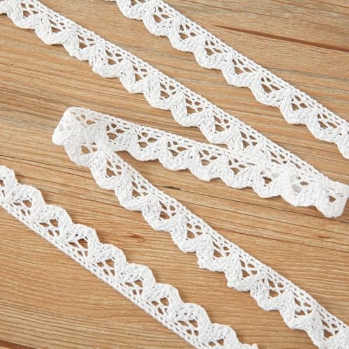 WANYI Spitzenband Weiß 5 Yards Baumwolle Spitzenstoff 1.6CM Breit Spitze Borten und Bänder zum Nähen Vintage Häkel-Borte Spitzenborte für DIY Nähen Handwerk von WANYI
