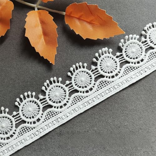 WANYI Spitzenband Weiß Spitzenstoff aus Milchseide Stickerei Spitzenborte 3.8cm Breit Borten und Bänder zum Nähen für DIY-Handwerk Heimdekoration Nähen und Dekorieren von Kleidung von WANYI