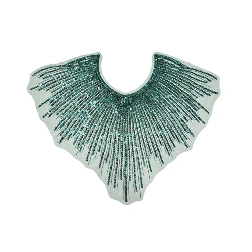 WANYI Spitzenkragen Damen Ausschnitt Kragen mit Pailletten Spitze Ausschnitt Einsatzkragen Kragen Verzieren für DIY Brautkleid Dekoration Gatsby Party und Tanzkleidung Kostüm Accessoires（Dunkelgrün） von WANYI