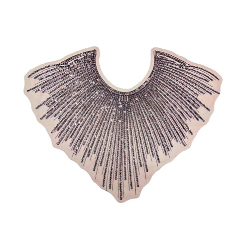 WANYI Spitzenkragen Damen Ausschnitt Kragen mit Pailletten Spitze Ausschnitt Einsatzkragen Kragen Verzieren für DIY Brautkleid Dekoration Gatsby Party und Tanzkleidung Kostüm Accessoires（Braun） von WANYI