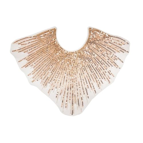WANYI Spitzenkragen Damen Ausschnitt Kragen mit Pailletten Spitze Ausschnitt Einsatzkragen Kragen Verzieren für DIY Brautkleid Dekoration Gatsby Party und Tanzkleidung Kostüm Accessoires（Khaki） von WANYI