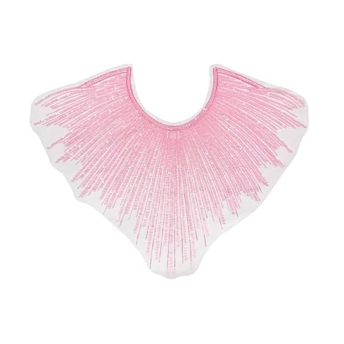 WANYI Spitzenkragen Damen Ausschnitt Kragen mit Pailletten Spitze Ausschnitt Einsatzkragen Kragen Verzieren für DIY Brautkleid Dekoration Gatsby Party und Tanzkleidung Kostüm Accessoires（Rosa） von WANYI