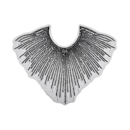 WANYI Spitzenkragen Damen Ausschnitt Kragen mit Pailletten Spitze Ausschnitt Einsatzkragen Kragen Verzieren für DIY Brautkleid Dekoration Gatsby Party und Tanzkleidung Kostüm Accessoires（Schwarz） von WANYI