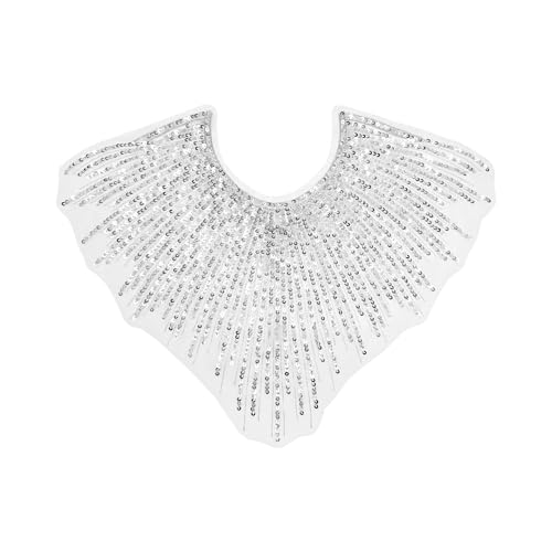 WANYI Spitzenkragen Damen Ausschnitt Kragen mit Pailletten Spitze Ausschnitt Einsatzkragen Kragen Verzieren für DIY Brautkleid Dekoration Gatsby Party und Tanzkleidung Kostüm Accessoires（Silber） von WANYI