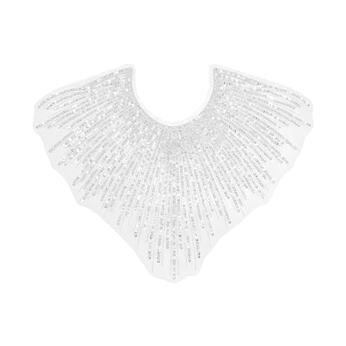 WANYI Spitzenkragen Damen Ausschnitt Kragen mit Pailletten Spitze Ausschnitt Einsatzkragen Kragen Verzieren für DIY Brautkleid Dekoration Gatsby Party und Tanzkleidung Kostüm Accessoires（Weiß） von WANYI