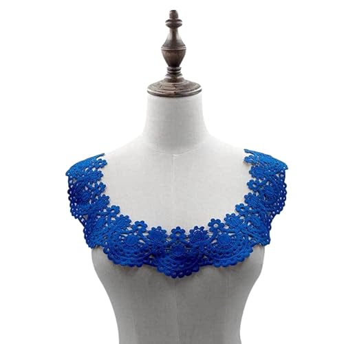 WANYI Spitzenkragen Damen Stickerei Applique Patch Spitzeneinsatz für Ausschnitt zum Nähen Vintage Kragen Applikation Hohle Einsatzkragen für DIY-Handwerk Kleidung Zubehör（Blau） von WANYI