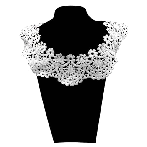 WANYI Spitzenkragen Damen Stickerei Applique Patch Spitzeneinsatz für Ausschnitt zum Nähen Vintage Kragen Applikation Hohle Einsatzkragen für DIY-Handwerk Kleidung Zubehör（Weiß） von WANYI