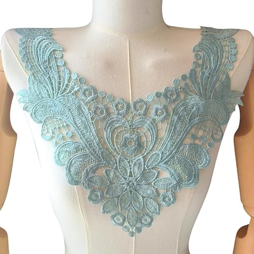 WANYI Spitzenkragen Spitze zum Nähen, Stickerei Patch Applique Spitzenapplikation Halskragen Ausschnitt Kragen Spitze für Brautkleid, Röcke, Strickwaren(Hellgrün) von WANYI