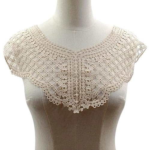 WANYI Stickerei Ausschnitt Spitze Kragen Applikation Milchseide Spitzenbesatz Herz-Muster Häkelspitze Patch Applique Spitzenkragen Einsatzkragen für Kostüm, Nähen von WANYI