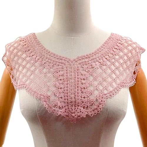 WANYI Stickerei Ausschnitt Spitze Kragen Applikation Milchseide Spitzenbesatz Herz-Muster Häkelspitze Patch Applique Spitzenkragen Einsatzkragen für Kostüm, Nähen von WANYI