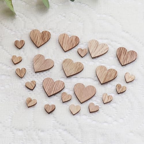 WANYIG 120 Stück Hochzeit Deko aus Holz Herzen Tischdeko Hochzeit Holzherzen Tisch Deko Taufe Deko Streudeko Holzherzen zum Basteln DIY Herz Konfetti (12MM+25MM) von WANYIG