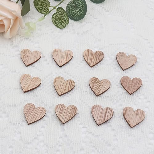 WANYIG 120 Stück Hochzeit Deko aus Holz Herzen Tischdeko Hochzeit Holzherzen Tisch Deko Taufe Deko Streudeko Holzherzen zum Basteln DIY Herz Konfetti (25MM) von WANYIG