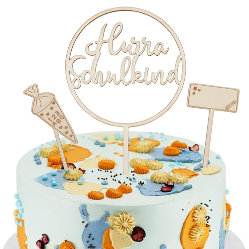 WANYIG 3 Stück Tortendeko Einschulung Deko Schulanfang Tortendeko Holz Schultüte Schuleinführung Deko Hurra Schulkind Cake Topper Set Personalisiert für Junge Mädchen Kinder WANYIG 3 Stück Tortendeko Einschulung Deko Schulanfang Tortendeko Holz Schultüte Schuleinführung Deko Hurra Schulkind Cake Topper Set Personalisiert für Junge Mädchen Kinder von WANYIG