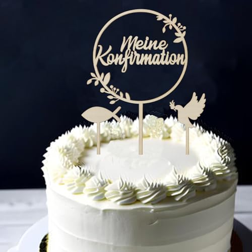 WANYIG 3 Stück Cake Topper Meine Konfirmation Holz Tortendeko Tortenstecker Konfirmation Tortenaufleger Taube Fisch Party deko Kuchendeko für Junge Mädchen WANYIG 3 Stück Cake Topper Meine Konfirmation Holz Tortendeko Tortenstecker Konfirmation Tortenaufleger Taube Fisch Party deko Kuchendeko für Junge Mädchen von WANYIG