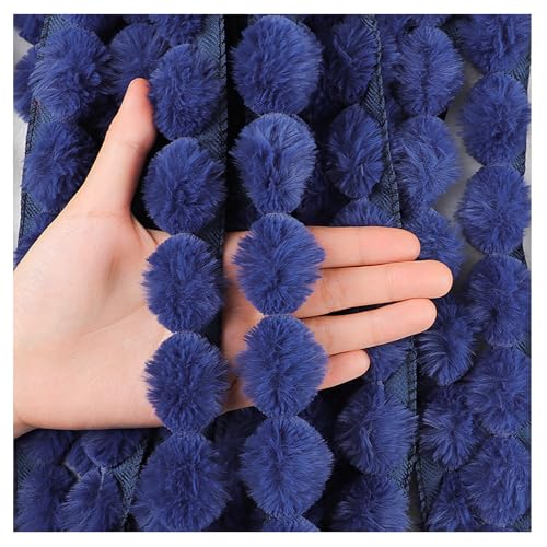 WANYIG 3CM Pompom Borten und Bänder zum Nähen Bommelborte Borte zum Basteln Dekoband Pomponborte Fransenborte Dekoborte Bommelband für DIY Basteln Apparel Kleidung Tischdeko (Dunkelblau, 15M) von WANYIG