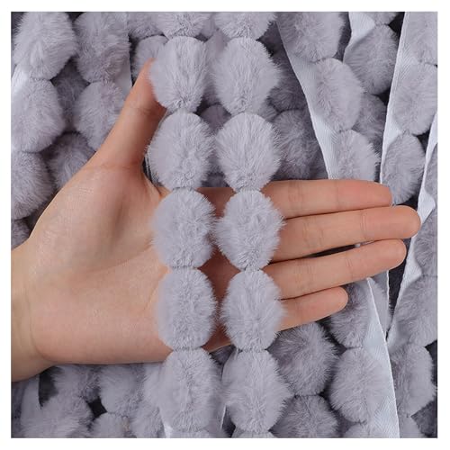 WANYIG 3CM Pompom Borten und Bänder zum Nähen Bommelborte Borte zum Basteln Dekoband Pomponborte Fransenborte Dekoborte Bommelband für DIY Basteln Apparel Kleidung Tischdeko (Hellgrau, 3M) von WANYIG