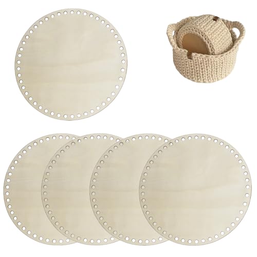 WANYIG 5 Stück Korbboden zum Häkeln, Taschenboden zum Häkeln Holzboden aus Holz Korbboden Set Naturholzkorbboden für DIY Basteln Korbflechten Taschen Häkeln (C#) von WANYIG
