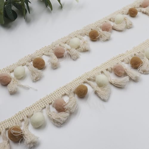 WANYIG Pompom Borte und Bänder zum Nähen Quastenborte Bommelband Bommelborte pompom band Fringe Ribbon für Sofas Stoffdekoration Nähen Basteln Vorhänge Kleidung (A#, 5M) von WANYIG