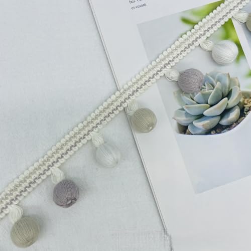 WANYIG Pompom Borte und Bänder zum Nähen Pomponborte Quastenborte Fransenborte Bommelband Bommel Fringe Spitzenband für Sofas Stoffdekoration Nähen Basteln Vorhänge Kleidung (Lila, 3M) von WANYIG
