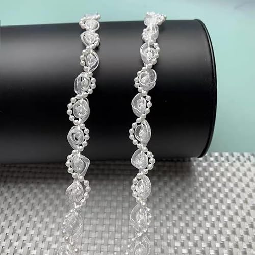 WANYIG Spitzenband Perlen Schleifenband Geschenkband Dekoband Hochzeit Spitzenborte Borten und Bänder zum Nähen für DIY Basteln Apparel Kleidung, Hochzeit, Dekoration, Geschenkbox (Weiß, 2 Yards) von WANYIG