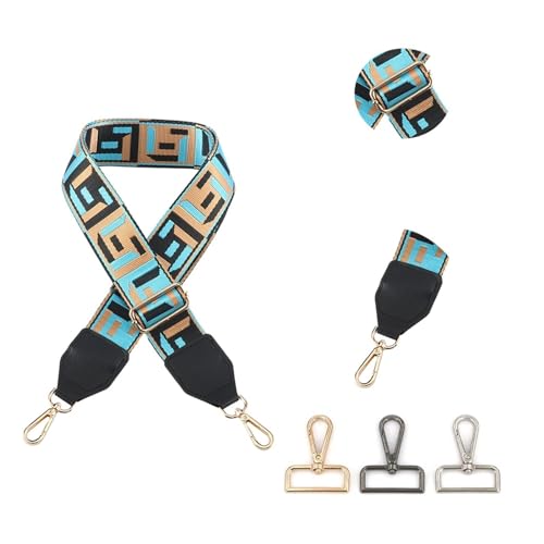 Taschenkette Taschengurt, 5 cm, extra breit, Jacquard-Webung, austauschbarer Griff, einzelner Handtaschenstoff, Umhängetaschen-Schultergurt Schulterriemen ( Color : KE155-A3-P1 , Size : Gun Black Buck von WAOCEO