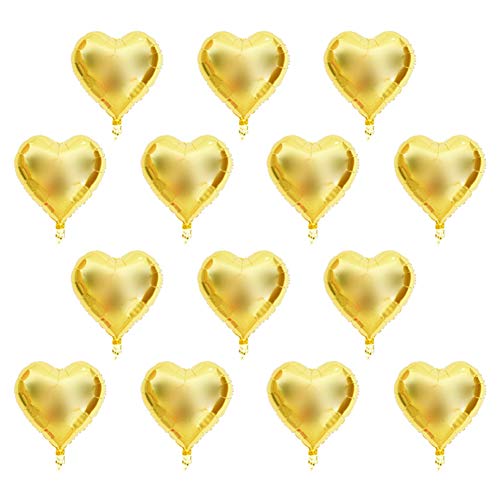 10pcs 10 Zoll herzförmige Aluminiumfolienballons Silber Metallic Party ationen zum Geburtstag am Hochzeits Geburtstag (Gold) von WAONIQ