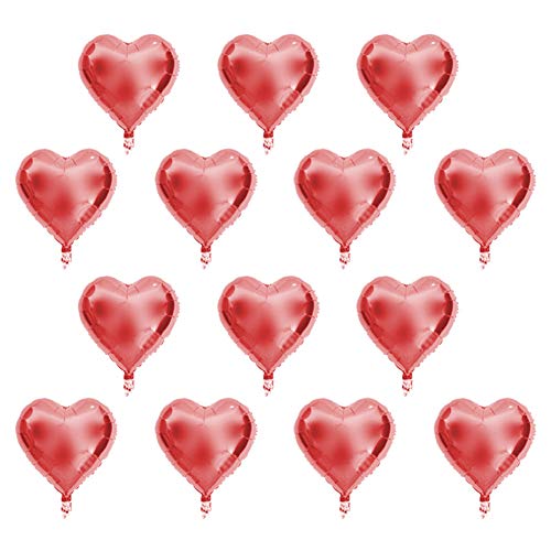 10pcs 10 Zoll herzförmige Aluminiumfolienballons Silber Metallic Party ationen zum Geburtstag am Hochzeits Geburtstag (Rot) von WAONIQ