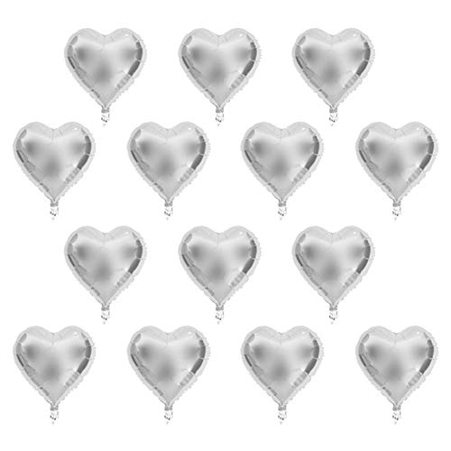 10pcs 10 Zoll herzförmige Aluminiumfolienballons Silber Metallic Party ationen zum Geburtstag am Hochzeits Geburtstag (Silber) von WAONIQ
