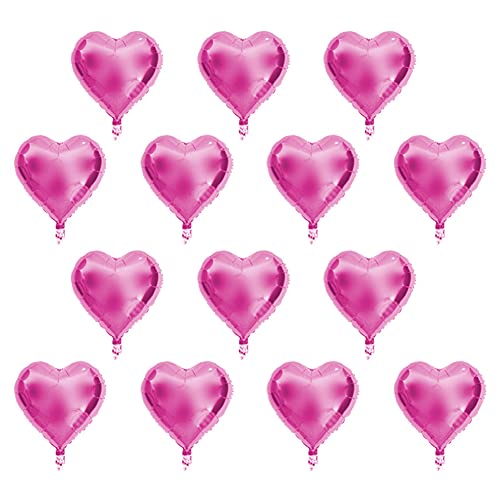 WAONIQ 10pcs 10 Zoll herzförmige Aluminiumfolienballons Silber Metallic Party ationen zum Geburtstag am Hochzeits Geburtstag (Rosenrot) von WAONIQ